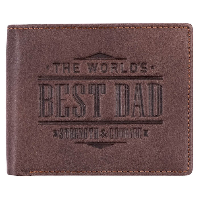 Wallet-Best Dad (Joshua 1:9)-Leather