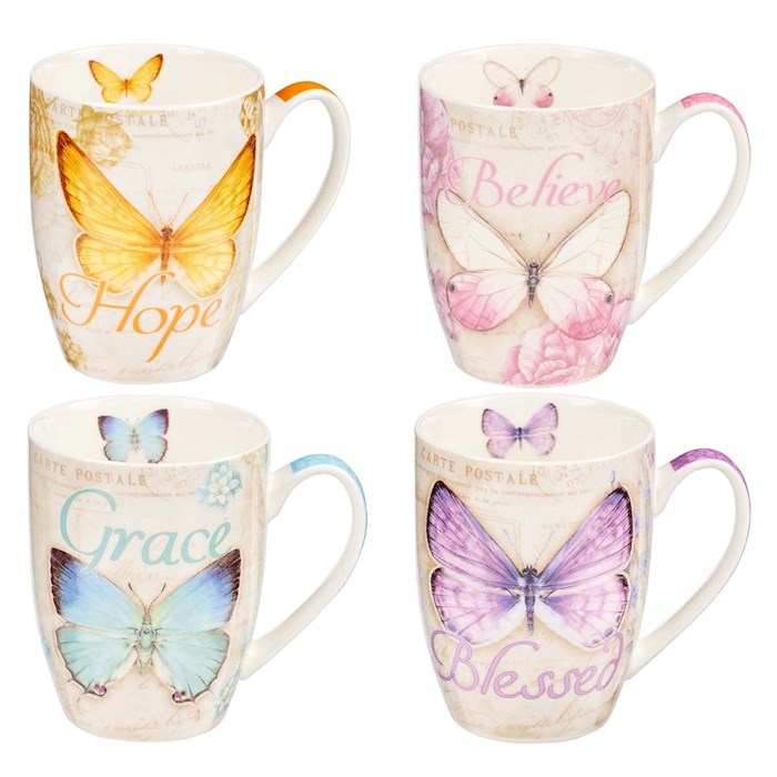Mug Set-Butterflies (Set Of 4)-Ceramic