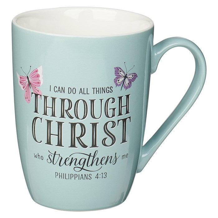 Mug-I Can Do All Things Through Christ (Philippians 4:13)-Blue Butterfly (MUG691)