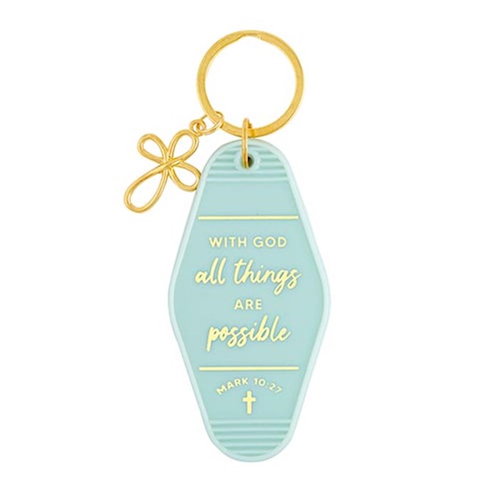 Key Tag-Motel Style-All Things Are Possible (Mark 10:27) (1.75&quot; x 3.5&quot;)