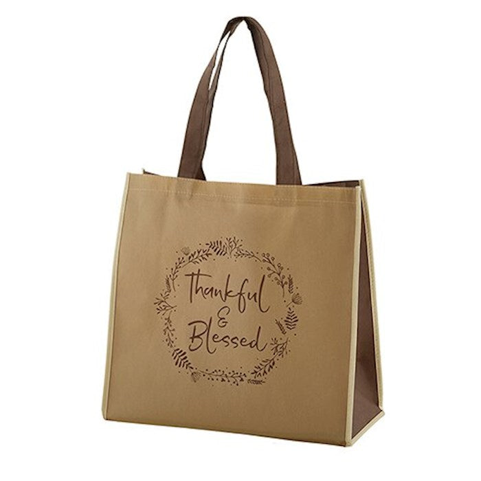 Tote Bag-Nylon-Thankful &amp; Blessed (13"SQ w/6" Gusset)