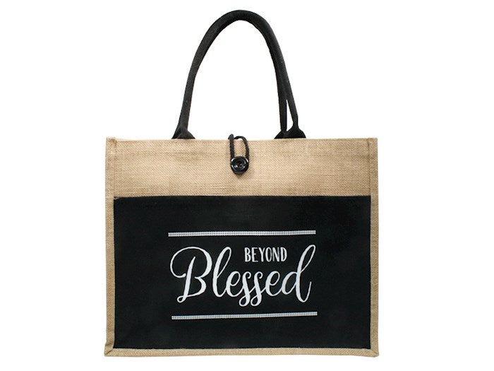Jute Tote-Beyond Blessed (18&quot; x 13.5&quot; x 5&quot;)