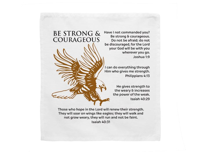 Prayers In My Pocket Cloth-Strong &amp; Courageous (8 x 8) (Pack Of 6)