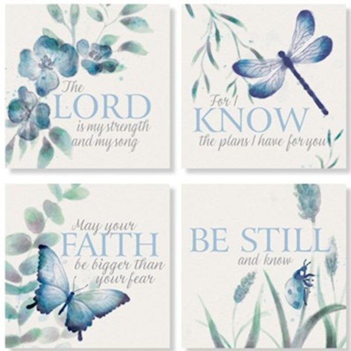 Square House Coasters-Watercolor Verses (Set Of 4) (4&quot;)