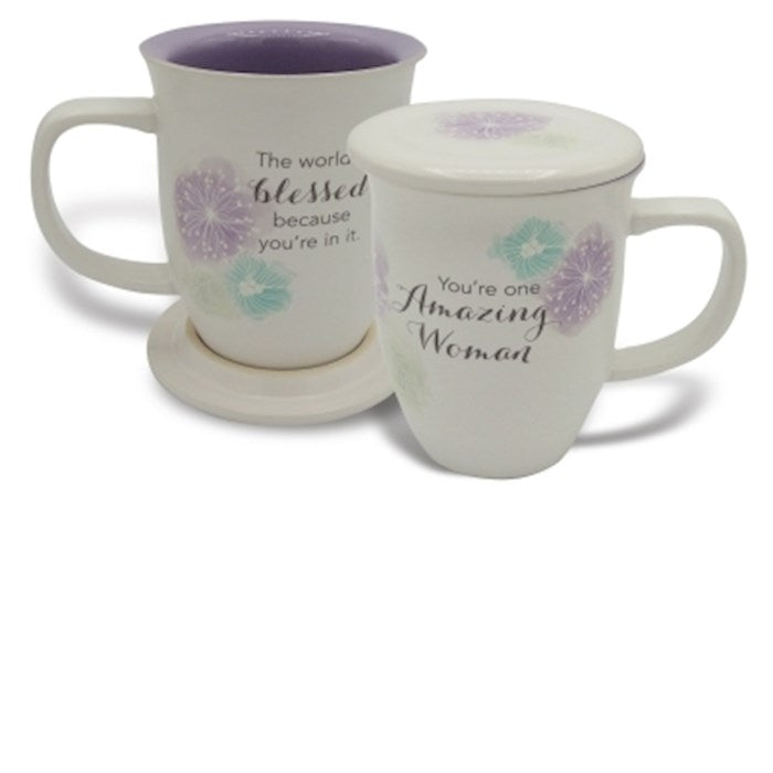 Mug w/Coaster-Amazing Woman (14 Oz)