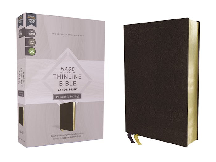 NASB 1995 Thinline Bible/Large Print Passaggio Setting (Comfort Print)-Black Leathersoft
