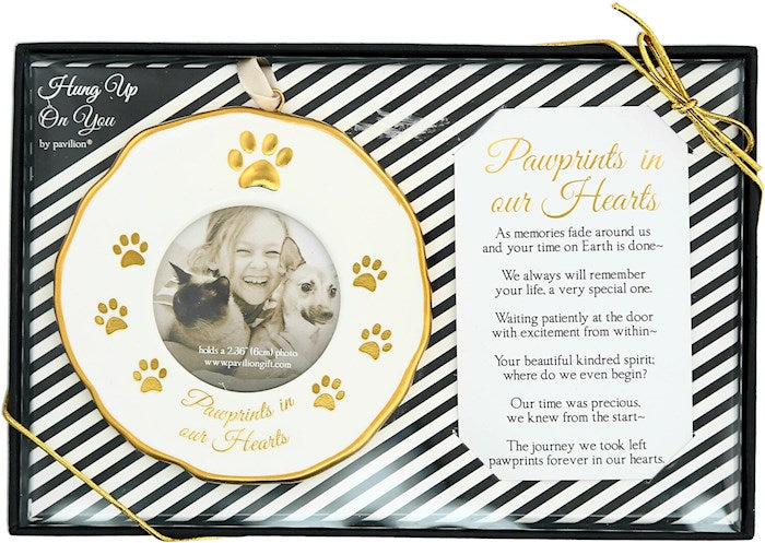 Ornament Boxed Set-Frame w/Sentiment Card-Pawprints In Our Hearts (Holds 2.36&quot; Photo)