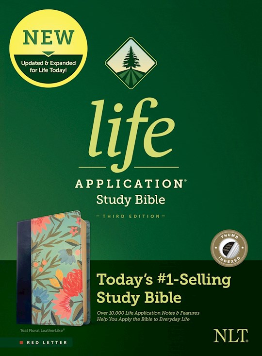 NLT Life Application Study Bible (Third Edition) (RL)-Teal Floral LeatherLike Indexed