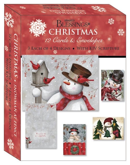 Boxed Card-Christmas: Snowmen At Fence Assortment (Shared Blessings) (Box Of 12)