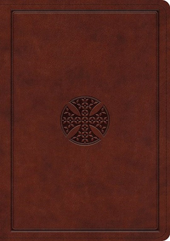 ESV Journaling Bible Interleaved Edition-Mahogany Mosaic Cross Design TruTone