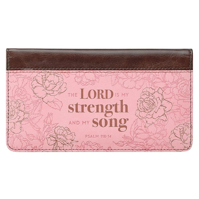 Checkbook Wallet-The Lord Is My Strength And My Song-Pink/Brown