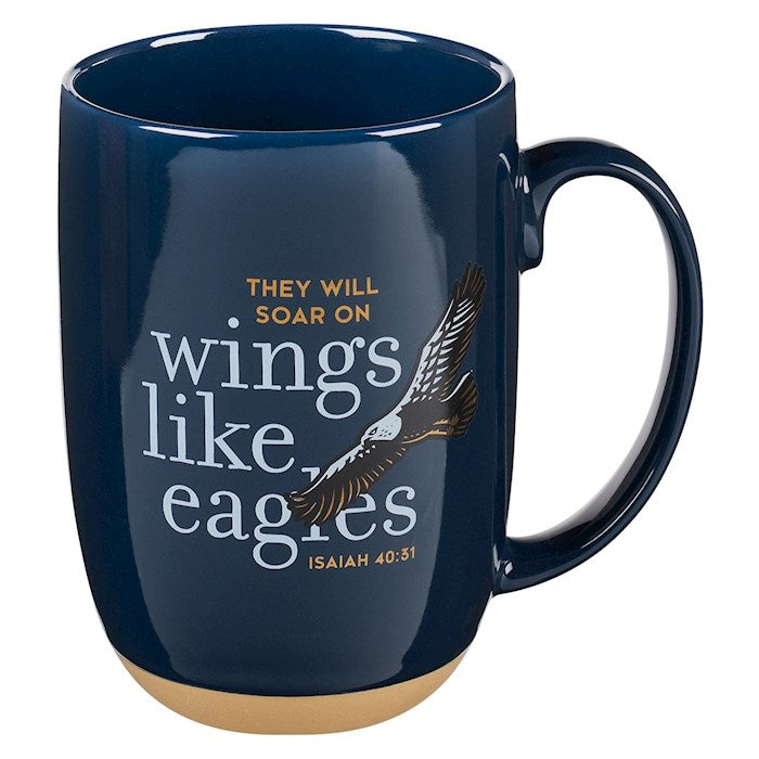 Mug-They Will Soar On Wings Like Eagles (Isaiah 40:31)-Navy w/Clay Base (MUG766)