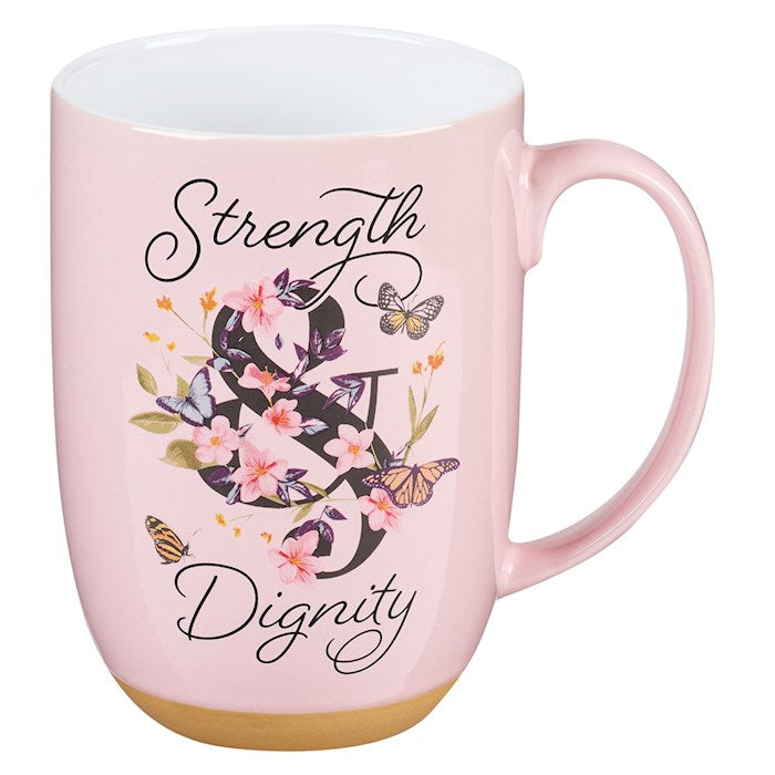 Mug-Strength &amp; Dignity-Pink Butterfly Garden (MUG767)