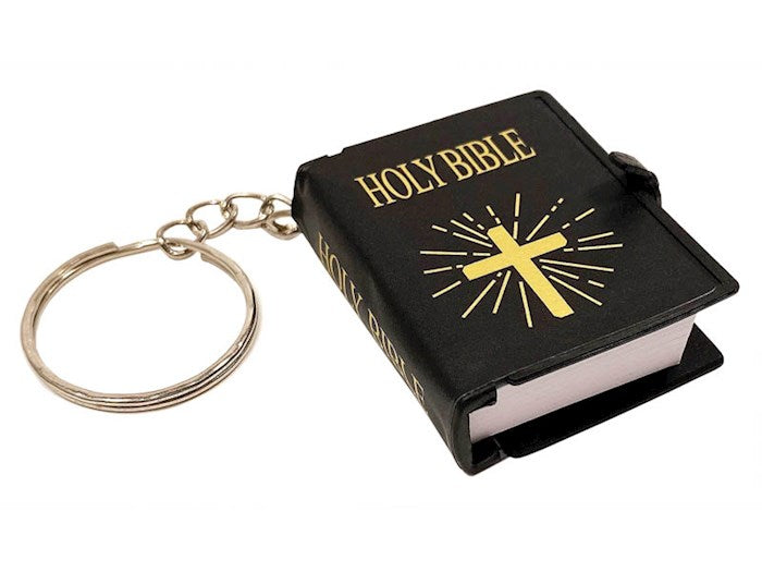 Key Chain-Mini Bible-Black w/Gold Cross (Pack Of 6) (15-JUL-24=PUB OS*)