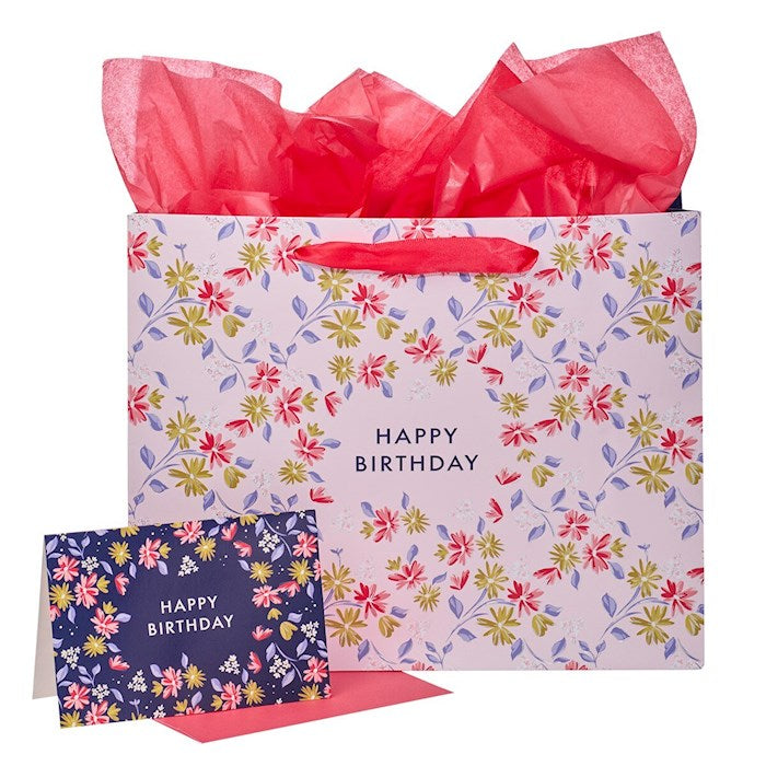 Gift Bag Large Happy Birthday w/Card &amp; Tissue