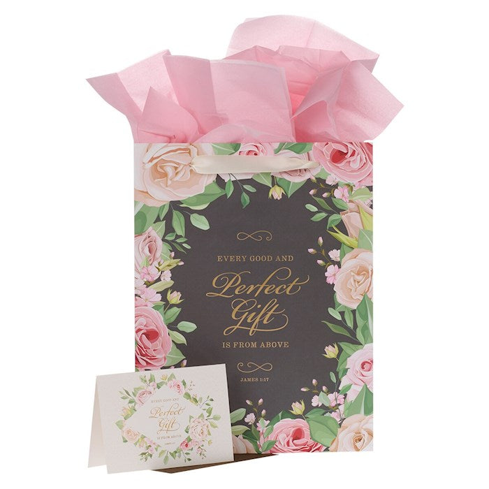Gift Bag Large Every Good And Perfect Gift Is From Above w/Card &amp; Tissue