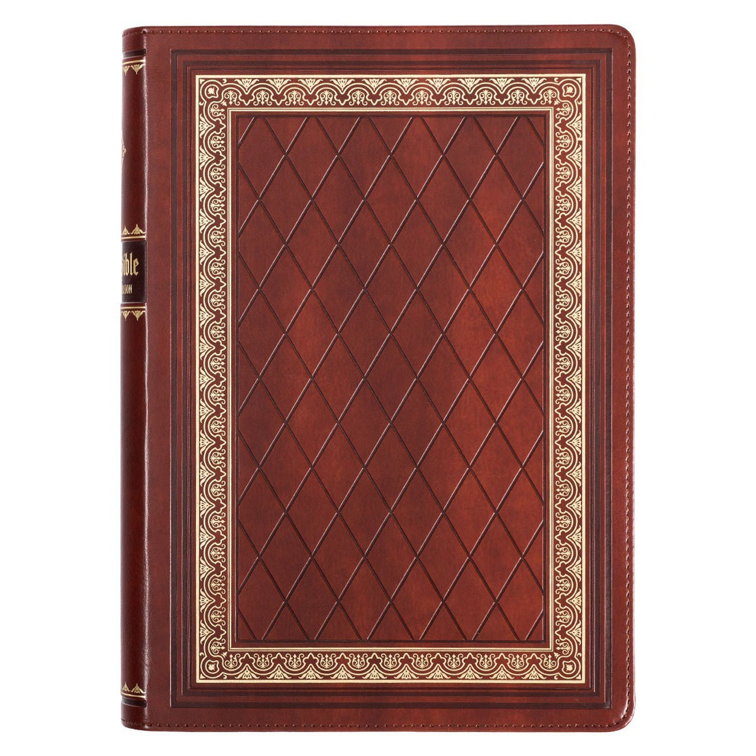 KJV Study Bible-Saddle Brown Diamond Grid Faux Leather Indexed