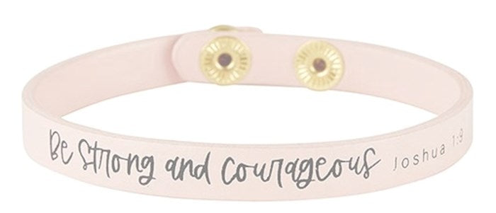 Bracelet-Simply Faith Leather w/Adjustable Snaps-Be Strong &amp; Courageous