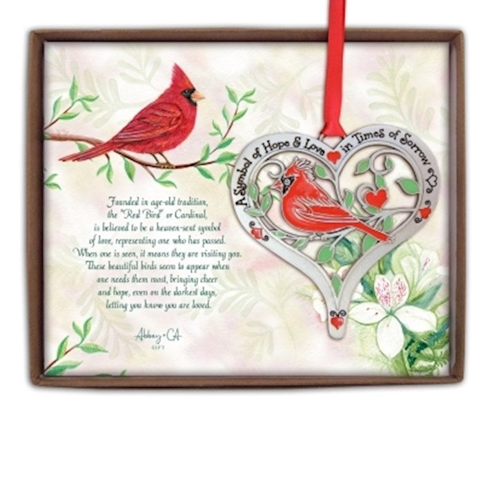 Ornament-Cardinal Heart w/Card &amp; Gift Box