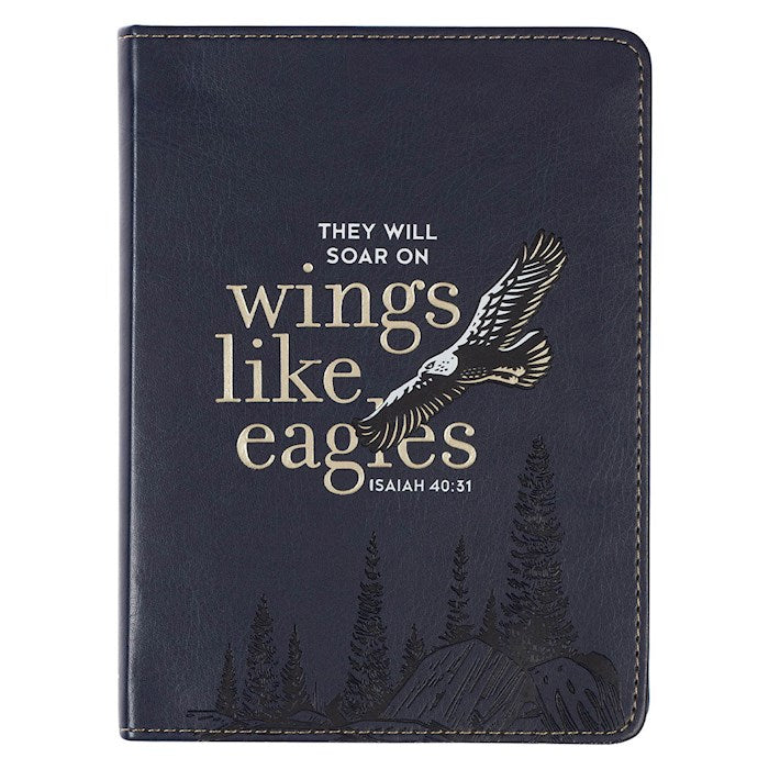 Journal-Handy Sized-Wings Like Eagles-Black LuxLeather