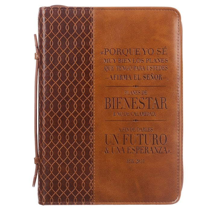 Funda para Biblias-Porque yo se Muy Bien los Planes Jer 29:11 (Bible Cover-For I Know The Plan: Jer 29:11-Coffee)-Large