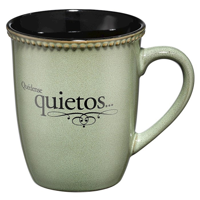 Spanish-Mug-Quedense quietos (Be Still) (Psalm 46:10)-Sage Green Stoneware