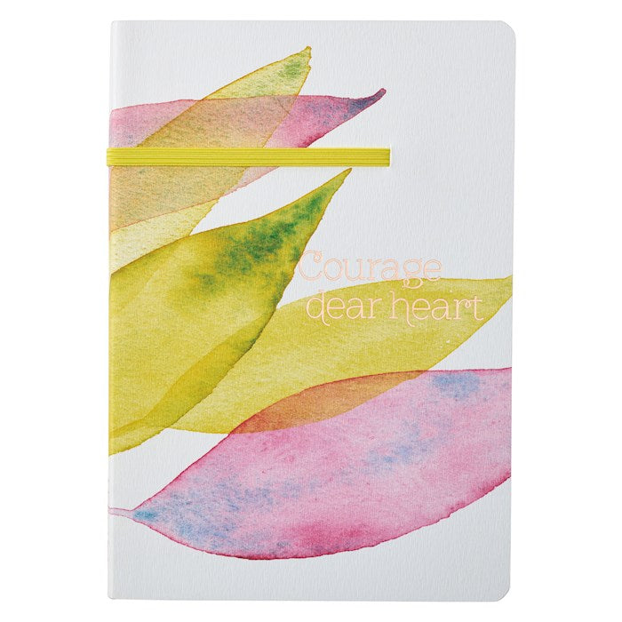 Journal-Courage Dear Heart-Citrus Leaves Flexcover w/Elastic Closure