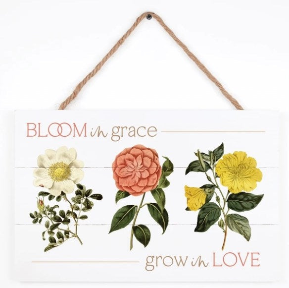 String Sign-Bloom In Grace (17&quot; x 10.5&quot;)