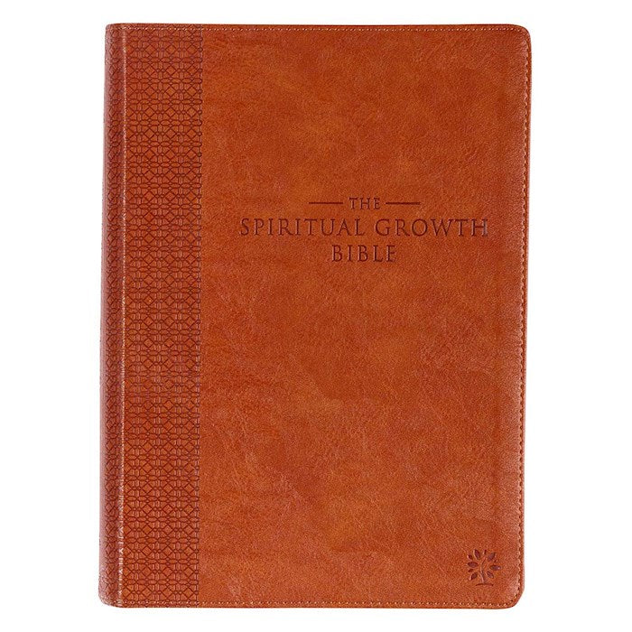 NLT Spiritual Growth Bible-Saddle Tan Faux Leather Indexed