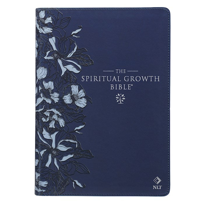 NLT Spiritual Growth Bible-Navy Faux Leather Indexed