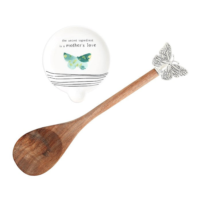 Spoon Rest &amp; Wooden Spoon Boxed Set-Secret Ingredient Is A Mother&