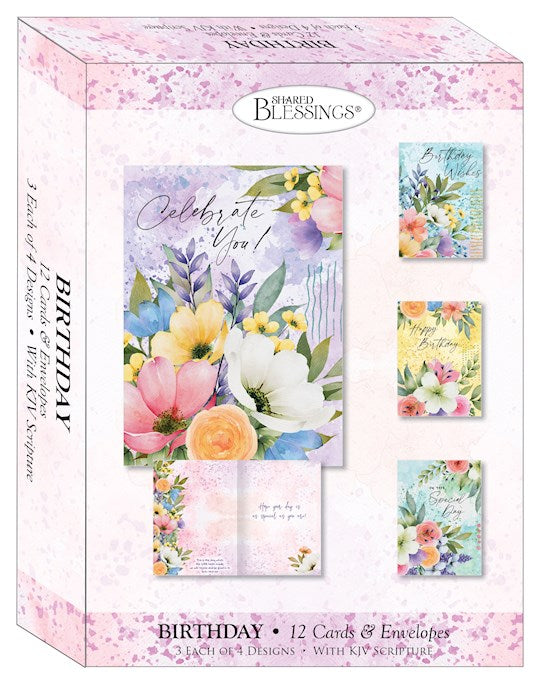 Boxed Card-Birthday Garden Breeze (Shared Blessings) (Box Of 12)