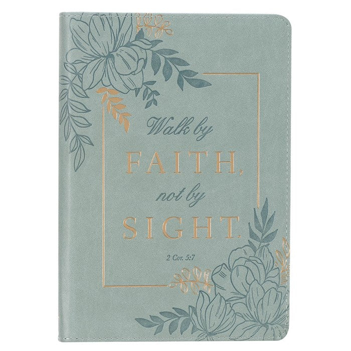 Journal w/Zip Faux Leather-Walk by Faith 2 Cor. 5:7