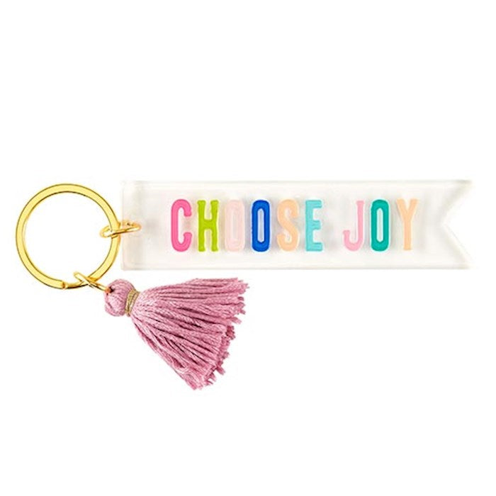 Key Tag-Acrylic w/Tassel-Choose Joy (4" x 1")