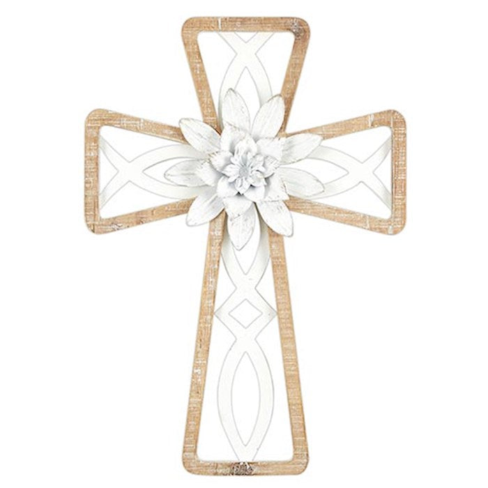 Wall Cross-Framed Icthus (14"H)