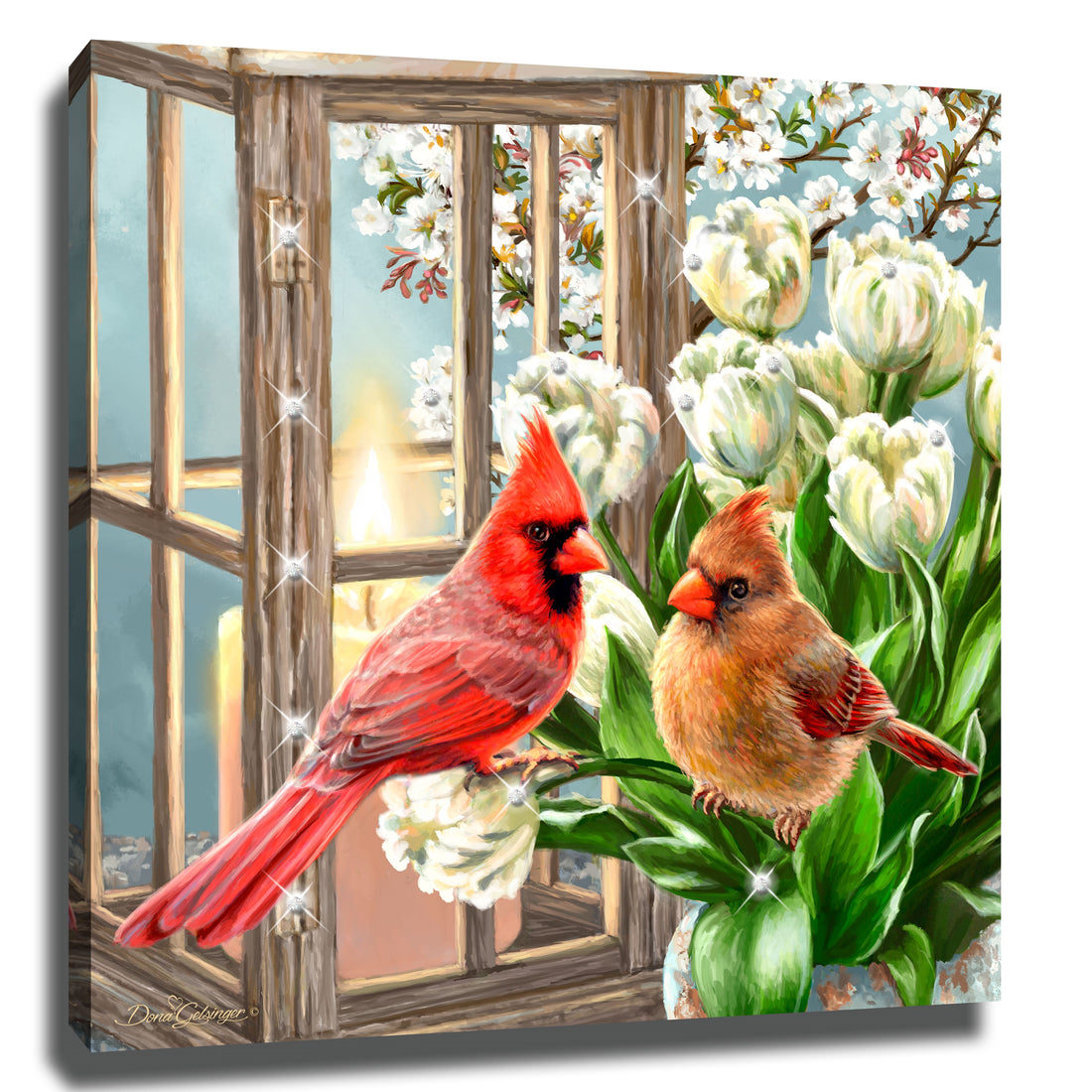 Pizazz Print-Sweet Cardinals w/Swarovski Crystals (10&quot; X 10&quot;)