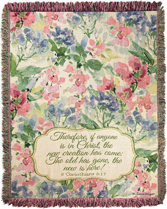 Throw-Watercolor/Therefore If Anyone Is In Christ... Tapestry (50" x 60")