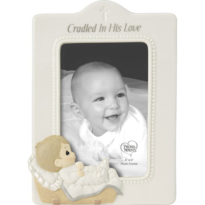 Photo Frame-Cradled In His Love-Boy (Holds 4x6 Photo) (8.25&quot;H)