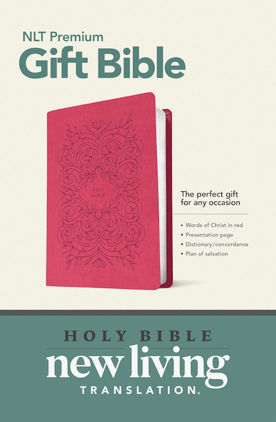 NLT Premium Gift Bible-Verry Berry Pink Vines LeatherLike