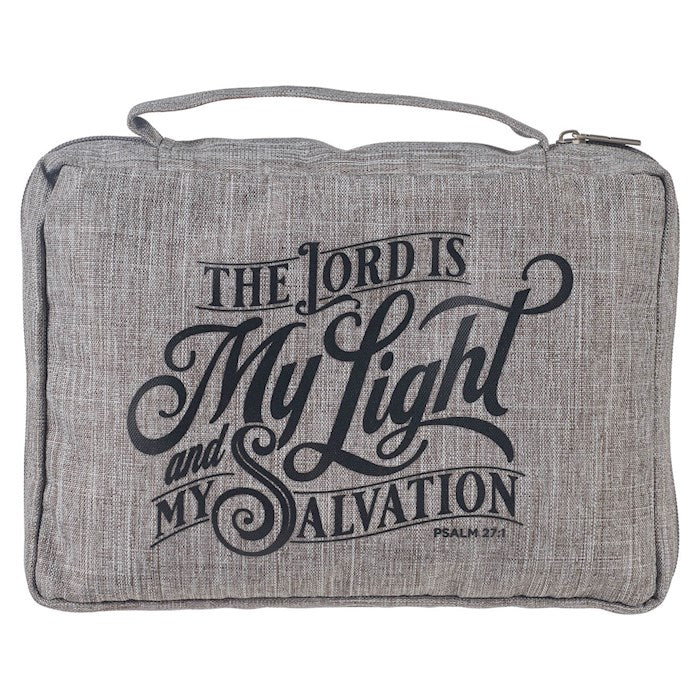 Bible Cover-Value-The Lord Is My Light Psalm 27:1-Gray-LRG