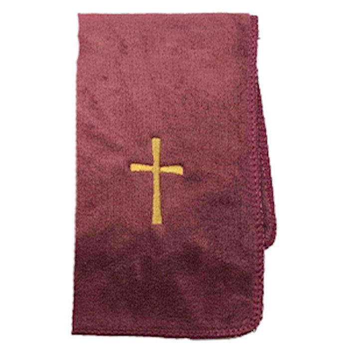 Pastor Towel-Cross-Burgundy Microfiber