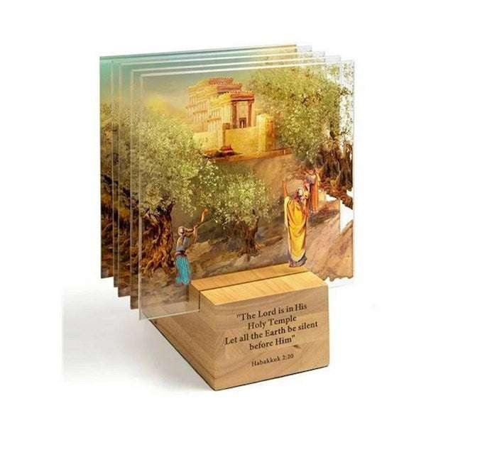 Holy Temple 3D Glass Artwork In Wood Stand (
