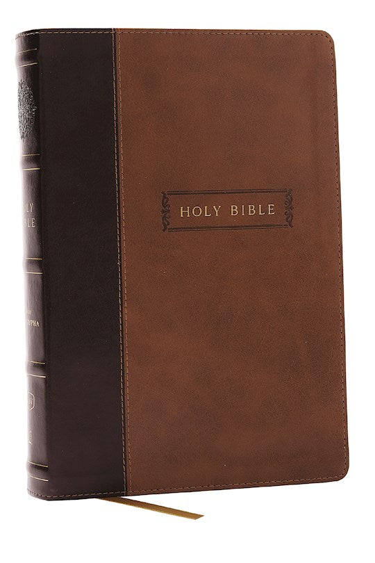 KJV Center-Column Reference Bible With Apocrypha (Comfort Print)-Brown Leathersoft