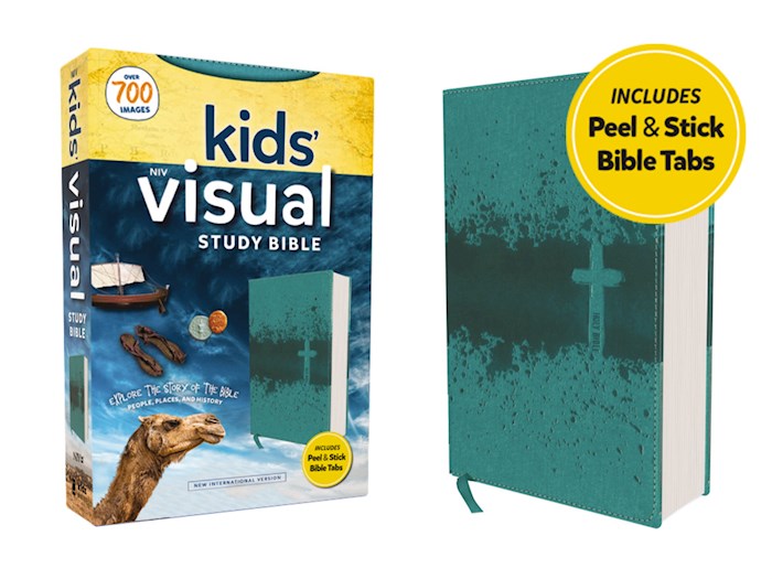 NIV Kids Visual Study Bible (Full Color)-Teal Leathersoft w/Peel &amp; Stick Indexing Tabs