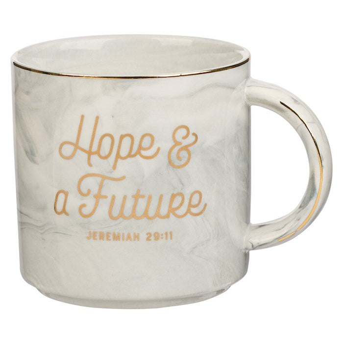 Mug-Hope &amp; A Future (Jeremiah 29:11)-Gray Marbled (MUG930)