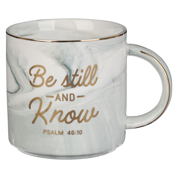 Mug-Be Still &amp; Know (Psalm 46:10)-Gray Marbled (MUG931)