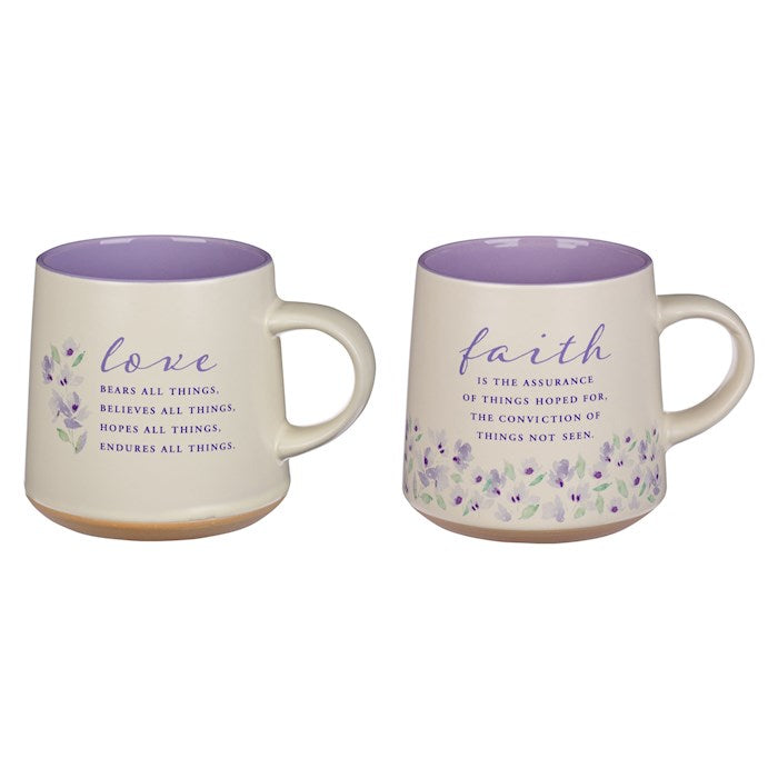 Mug Set-Faith And Love w/Scripture (Set Of 2)-Ceramic