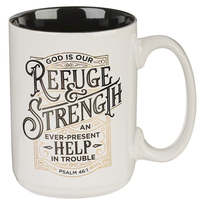 Mug-Refuge &amp; Strength (Psalm 46:1) (12 Oz)-White (MUG911)