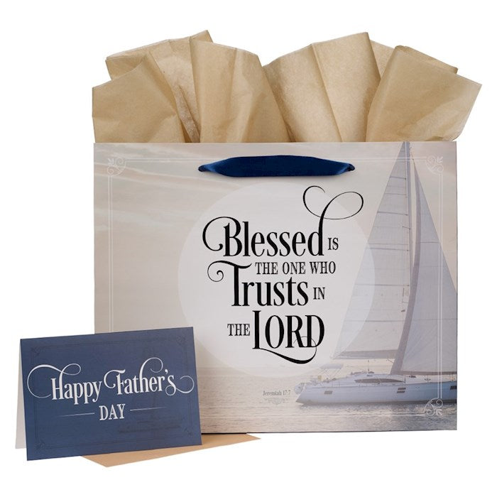Gift Bag with Card-Large Landscape-Blessed Father&