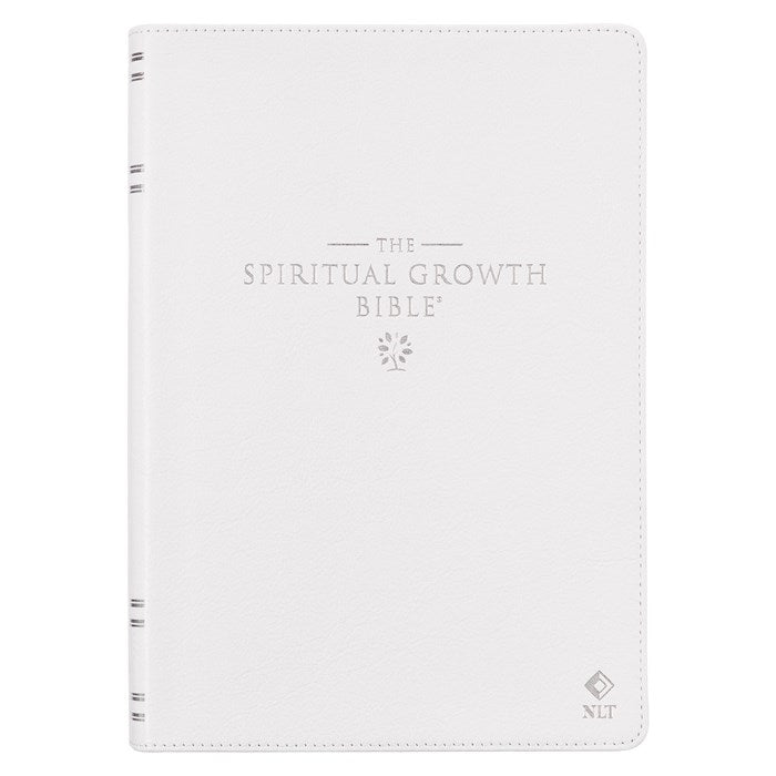 NLT Spiritual Growth Bible-White Full-Grain Leather